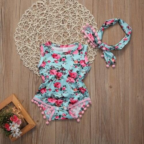 Baby Romper Spring summer Babies Newborn Cotton Body Baby Sleeveless Infant Girl Flower Jumpsuit Clothes set