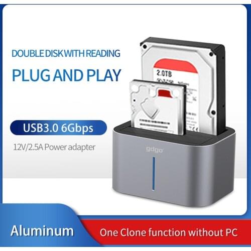 Dual Bay External Hard Drive Docking Station 3.5/2.5 inch SATA to USB 3.0 HDD SSD Enclosure Box Disk Case Support 14TB