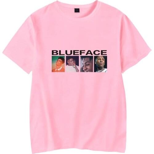 Summer BlueFace t shirt Men/women Fashion Hip Hop Harajuku Casual Streetwear Cotton Short Sleeve BlueFace casual t shirt pink