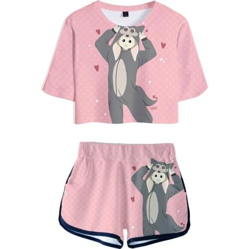 Popular Printed 3D BEASTARS Exposed Navel T-shirt+Shorts Womens Two-piece Sets Fashion Animation Casual Girls Summer Suits