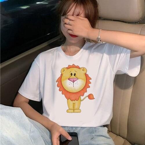 Cute Lion PrintedT-Shirts Women fashion Graphic Tees Fashion Women Tops Funny Vintage Casual Female Tshirt