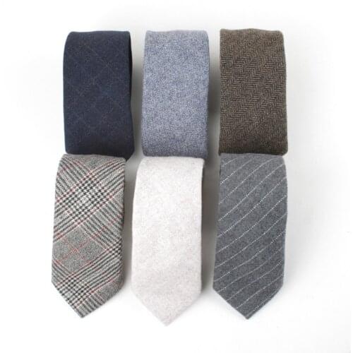 Striped Good Quality Wool Neck Ties For Men 7cm Skinny Solid Necktie Narrow Gravata Party Wedding Business Office