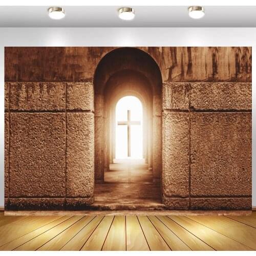 Jesus Christ Holy Cross Church Retro Brick Wall Photographic Background Dinner Table Room Decor Backdrops For Event Party