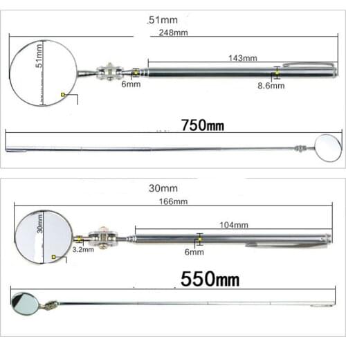 Car maintenance inspection tool rear view mirror folding telescopic mirror welding chassis blind spot for Universal