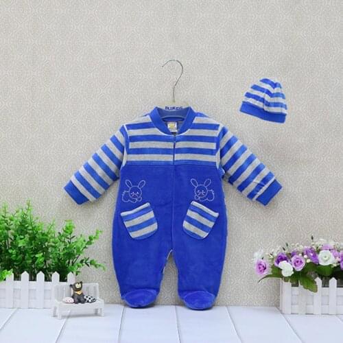 Girls Rompers+Hat 2 Pieces/set Baby Clothing Set Boys Striped Clothes Outfits Newborn Suits Verlour Long Sleeve Overalls