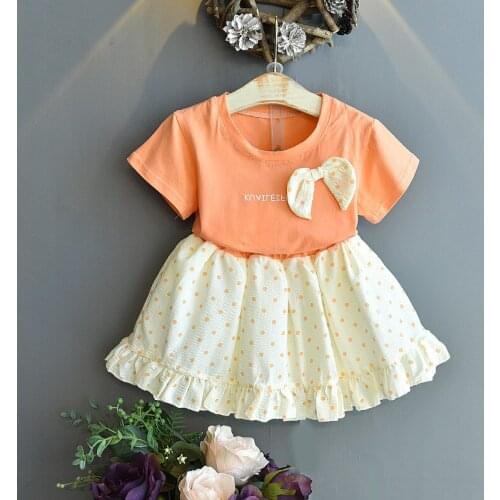 Girls Clothes Sets Childrens Fashion Letter Bow T-Shirts + Dot Skirts 2pcs Clothing Set for Girl Kids Costumes Toddler Clothes