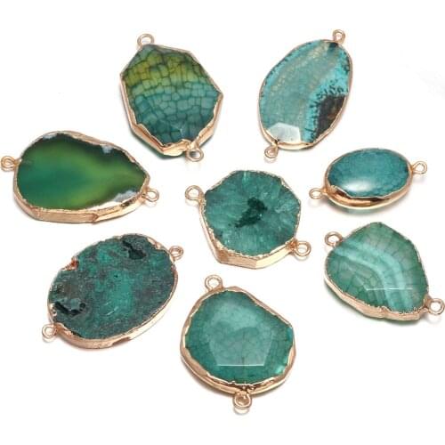Natural agate pendant connector double hole connector irregular shape for necklace charm jewelry making