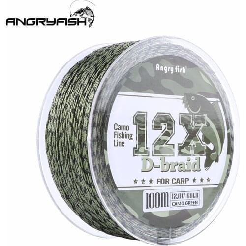 Angryfish Carp Fishing Line 12 Strands Weave D-braid 100 Meters Camo Braided PE Fish Line