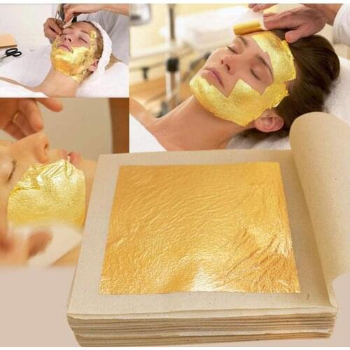 24K Pure Gold Beauty Mask Gold Foil Mask Paper Brighten Anti-aging Edible Foil Gold Complexion Decoration D0U0
