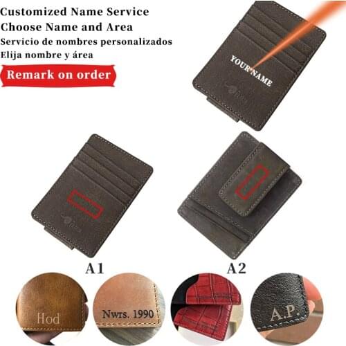 Frosted Fashion Coin Purse Credit Card Small Wallet Gift Engraved Name Card Holder Men Women Vintage Crazy Horse Genuine Leather