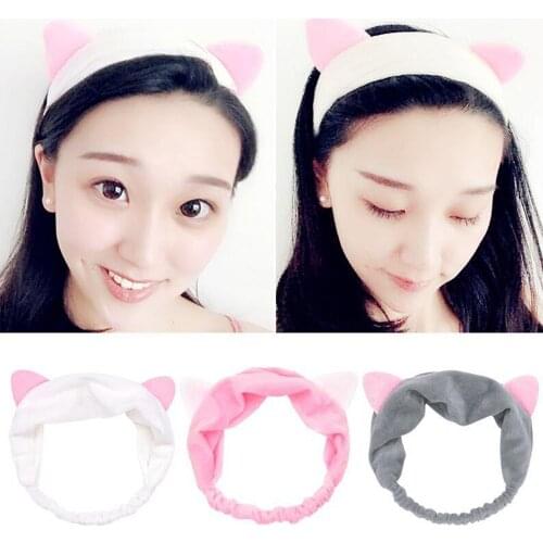 Fashion Cat Ear Headband Soft Elastic Head Band Women Girl Makeup Shower Washing Face Spa Headband Cat Hair Band Makeup Headband