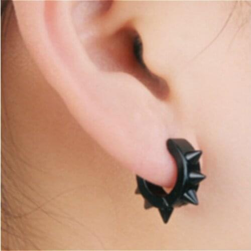 1Pcs Six Spines Earrings Men Punk Earings Fashion Jewelry Clip Earless Hole Titanium Steel Hombre Prevent Allergy