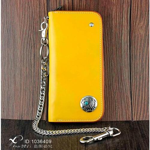 Zipper Clutch Card Money Mens Biker Large Leather Wallet With Chain W79A