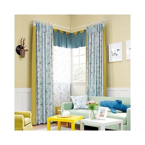 New cartoon seagull stitching cotton linen living room bedroom fabric curtain