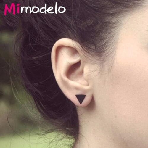 New Fashion Accessories Minimalist Geometric Triangular Square Cubes Stud Earrings Female
