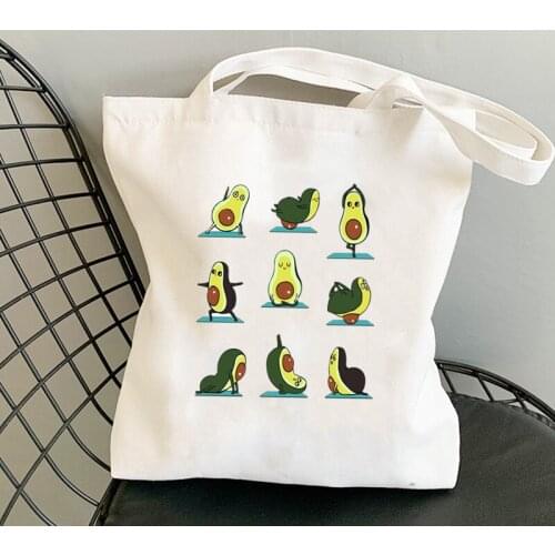 New Fashion Cute Avocado Print Shoulder Canvas Bags Large Capacity Wild Messenger Bag Cute Funny Shopping Bags