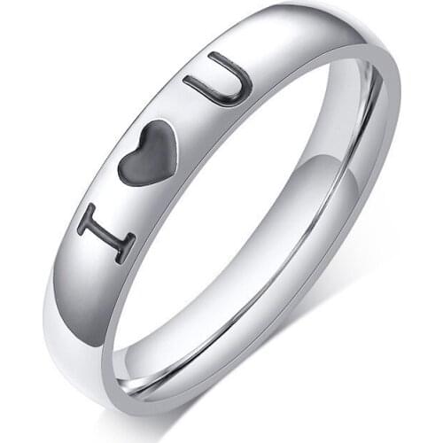 NUNCAD Stainless Steel Ring I Love U Ring Simple Men and Women Couples Ring AAA Quality