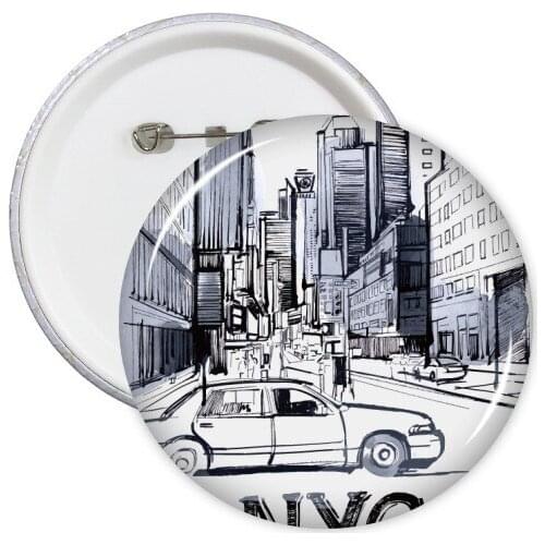 NYC Love New York City America Landscape Round Pins Badge Button Clothing Decoration Gift 5pcs