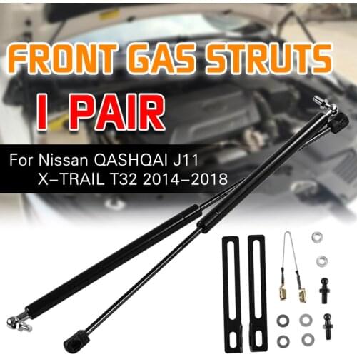2pcs Car Front Engine Hood Lift Supports Props Rod Arm Gas Springs Shocks Strut For Nissan QASHQAI J11 X-TRAIL T32 2014-2018