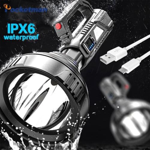 55000LM Portable Searchlight Big Beam Long-Range Flashlight USB Rechargeable Waterproof Led Torch Outdoor Patrol Flashlight
