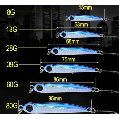Fishing lure big eyes 10pcs lot Metal Hard fish bait Sea Jigging 10g 45mm 20g 6cm 30g 7cm 40g 7.5cm Winter Ice minnow luminous