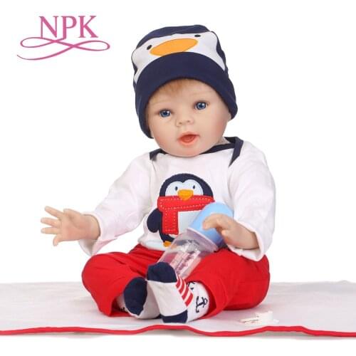 NPK 22inch 55 cm silicone reborn dolls wholesale lifelike baby boys newborn fashion doll Christmas gift