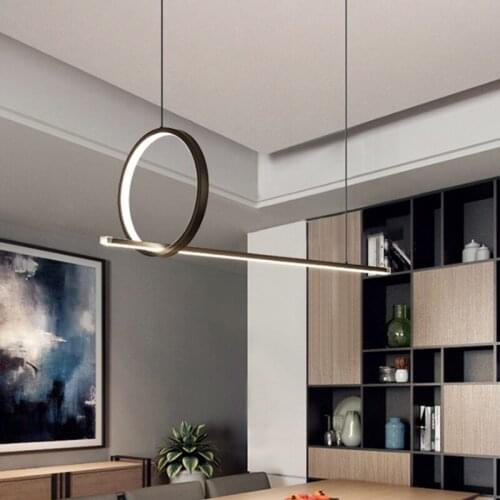 Modern Simple Painted Black Metal Dimmable Pendant Lights Straight Led Chip Lighting Pendant Lamp Hanging Lamp Led Luminarias