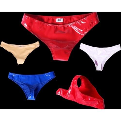 Sexy Candy Color Wetlook PVC Latex G-string Women Thongs Sexy G Strings Lingerie String Femme T-back Thong Tanga Briefs Bragas