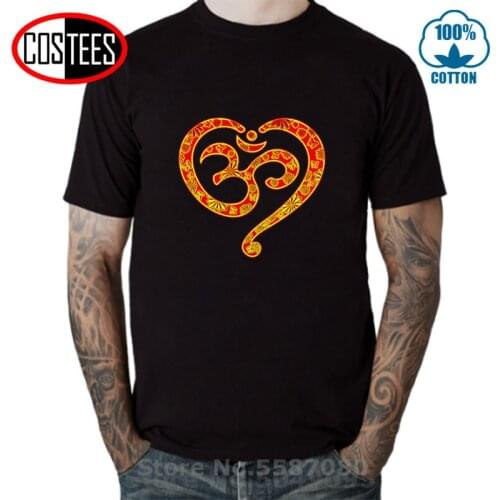 Vintage Chinese Festival Design Om Heart T shirt Yoga Spirituality OM Love symbol T-shirt Buddhism Meditation Tatooine tee shirt
