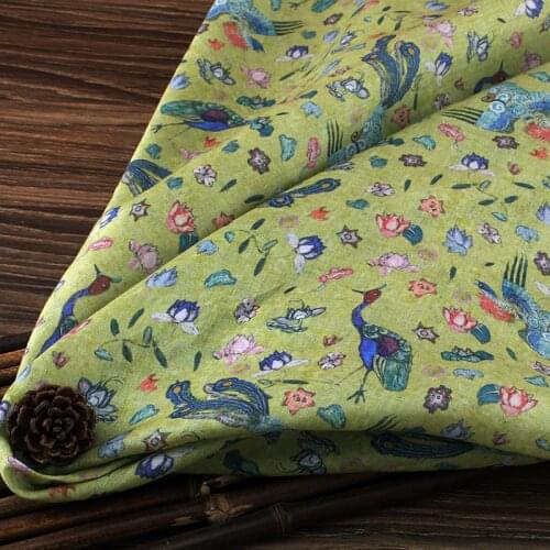 High quality pure ramie fabric Beautiful Floret printing tissu High-end dresses and gowns tissus