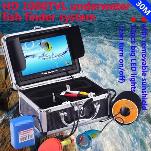 WF01 30M 7inch Fish Finder Camera with battery 30M Waterproof IP68 Underwater Viewing System underwater fishing camera