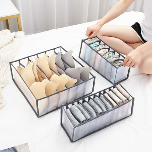 6/7 Grid Bra Underwear Socks Storage Box Washable Foldable Non-woven Fabrics Large Capacity Closet Bedroom Drawer Organizers