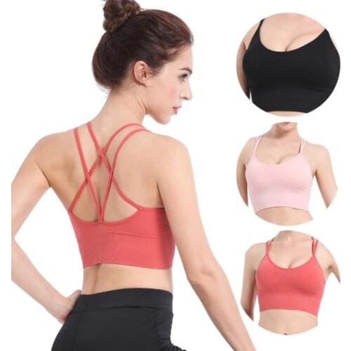 Women Sexy Crossing Spaghetti Straps Bra Quick Dry Shockproof Running Brassiere