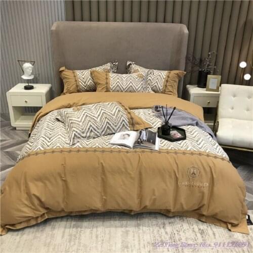 1.8m Bedding Set Ultra-soft American Light Luxury 100-count Long-staple Cotton Brushed Pure Cotton Nordic Style Bed Duvet Cover