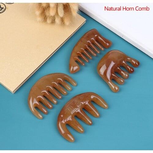 1 Pcs Natural Ox Horn Pocket Comb Wide Toothed Comb SPA Guasha Scalp Massage Brush Hair Care Tool