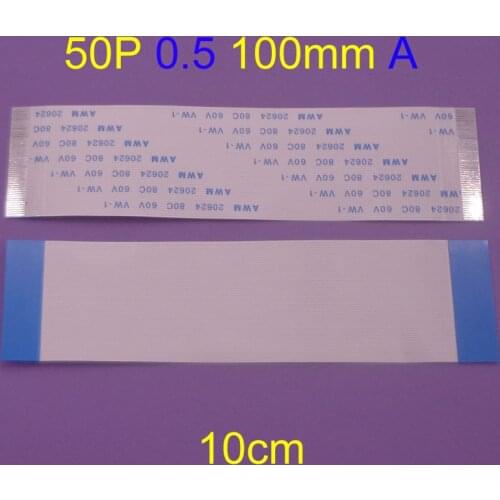 10PCS FFC FPC 50pin flat flexible cable 0.5mm pitch forward Width 25.5mm lenght 60mm 100mm 300mm Ribbon 50p Flex Cable Type A