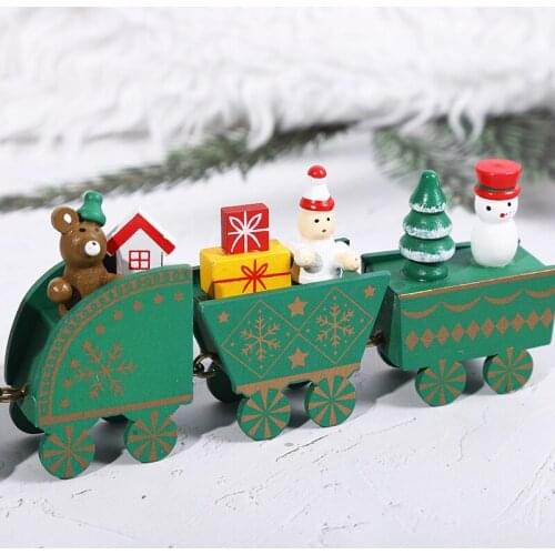 2022 Christmas decorations small train red, green and white wooden toys ornaments cake childrens gifts students