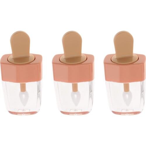 3x 5 ml Clear Mini Lip Gloss Tube Empty Lip Balm Cute Ice Cream Bottle Cosmetic Gloss Tube Travel Gloss Container with Lid