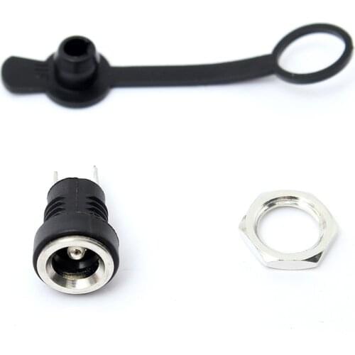 1pc Black Waterproof DC Power Socket Jack Power Charger Plug Panel Mount Female Mount Connector 3A 5.5x2.1mm