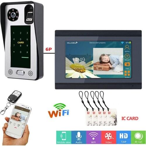 7inch Wired Wifi Fingerprint IC Card Video Door Phone Doorbell Intercom System with Door Access Control System