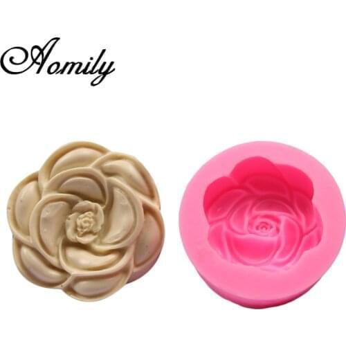 Aomily 3D Rose Flower Silicone Chocolate Mould Soap Mold Candle Polymer Clay Molds Crafts DIY Decorating Forms Soap Base Tool