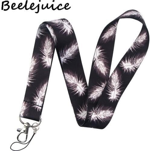 Feathers Leaves Neck keychain necklace webbings ribbons Anime Cartoon Neck Strap Lanyard ID badge holder Keychain Lanyards