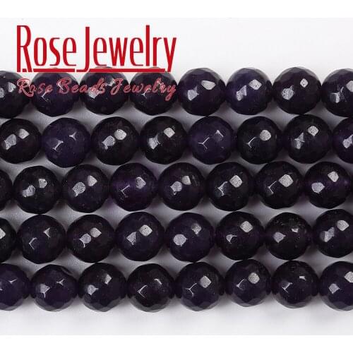 Wholesale Natural Stone Faceted Purple Jades Loose Beads 15" Strand 8 10 MM for Jewelry Making DIY Bracelet Accessories