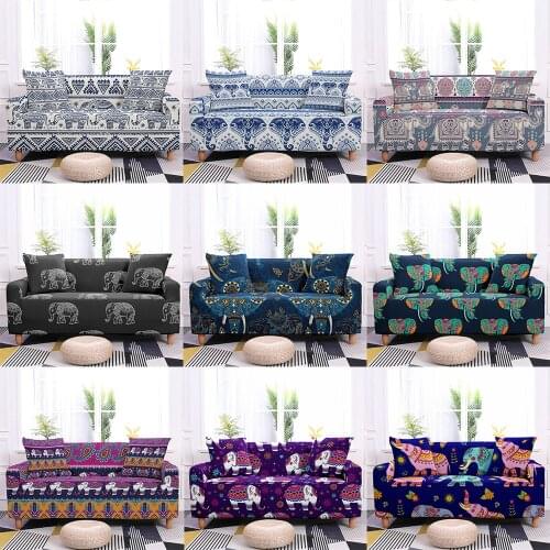 Vintage Africa Mammoth Elephant Elastic Sofa Cover for Living Room Spandex Couch Cover Sectional Slipcover Sofa Towel 1-4 Seater