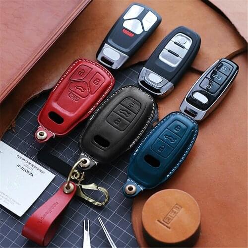Suitable for Audi Q2L/A2L/A4L/A5/Q5L/A6L/Q3/Q7/A8 Two needles and one thread leather handmade key case pure handmade key case