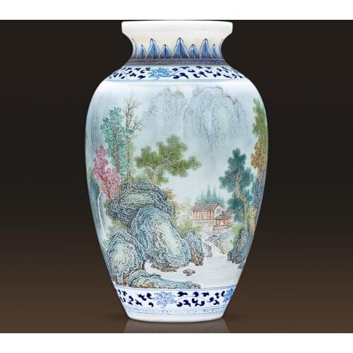 Jingdezhen Masters Hand-painted Pastels Landscapes Vases Chinese Living Rooms Portraits Ornaments And Antique ceramic vase
