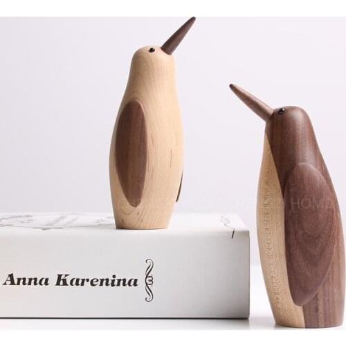 Europe Creative High-quality Maple Little penguin miniature figurines tabletop craft home decoration accessories modern