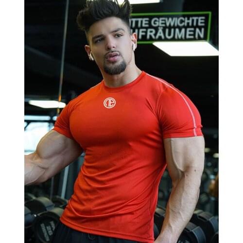 Mens T Shirts Fashion Compression Shirt Bodybuilding Quick Dry Show Muscle Gym Physical Exercise Workout Tshirt