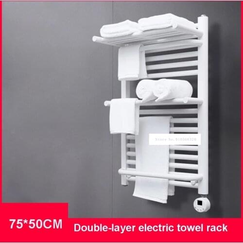 G03 Electric Heating Towel Rack Double Layer Smart Temperature Control Home Bathroom Towel Rack Electric Heated Towel Rail 220V