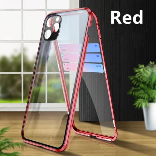 Magnetic Case for iPhone X XR XS Max 11 Pro Max 12 Pro Max Cover 360° Full Double Side Tempered Glass + Camera Protection Case